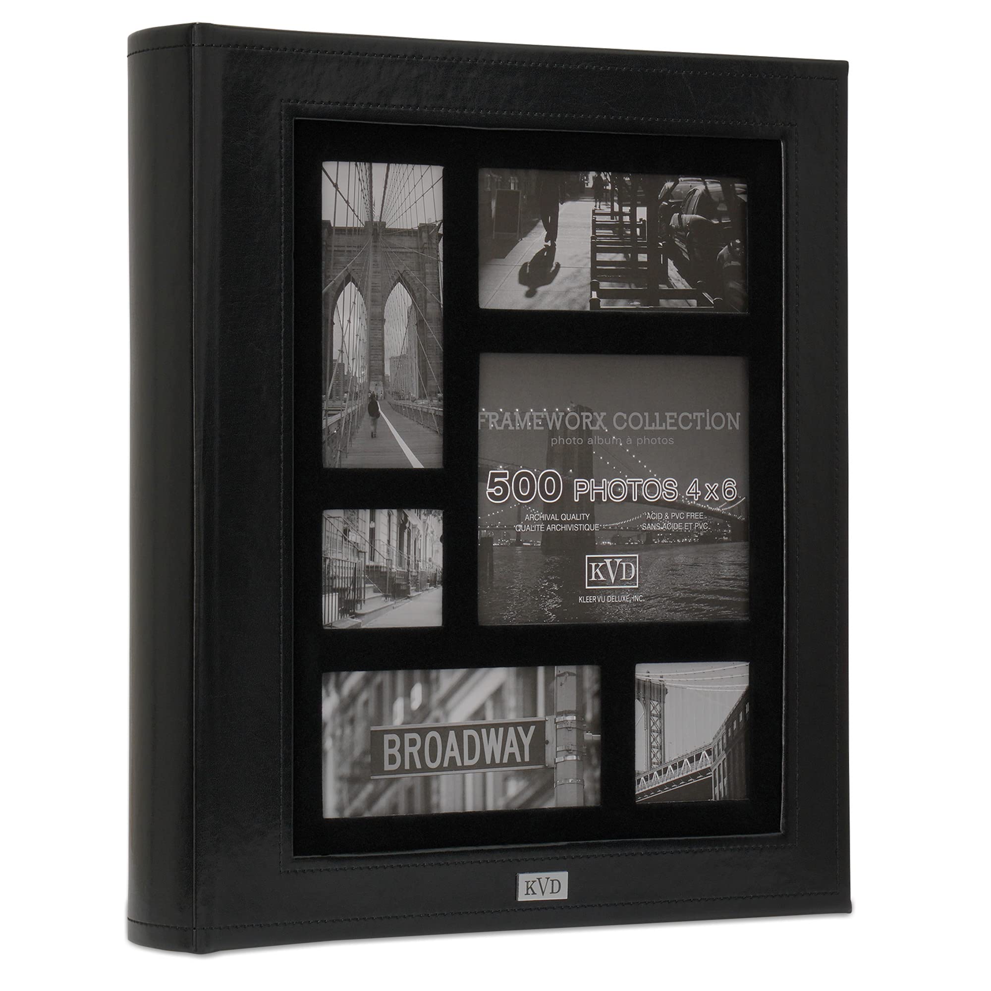 Kleer-Vu Photo Album Suedeleather Collection, Holds 500 4X6 Inches Photos, 5 Per Page - Black