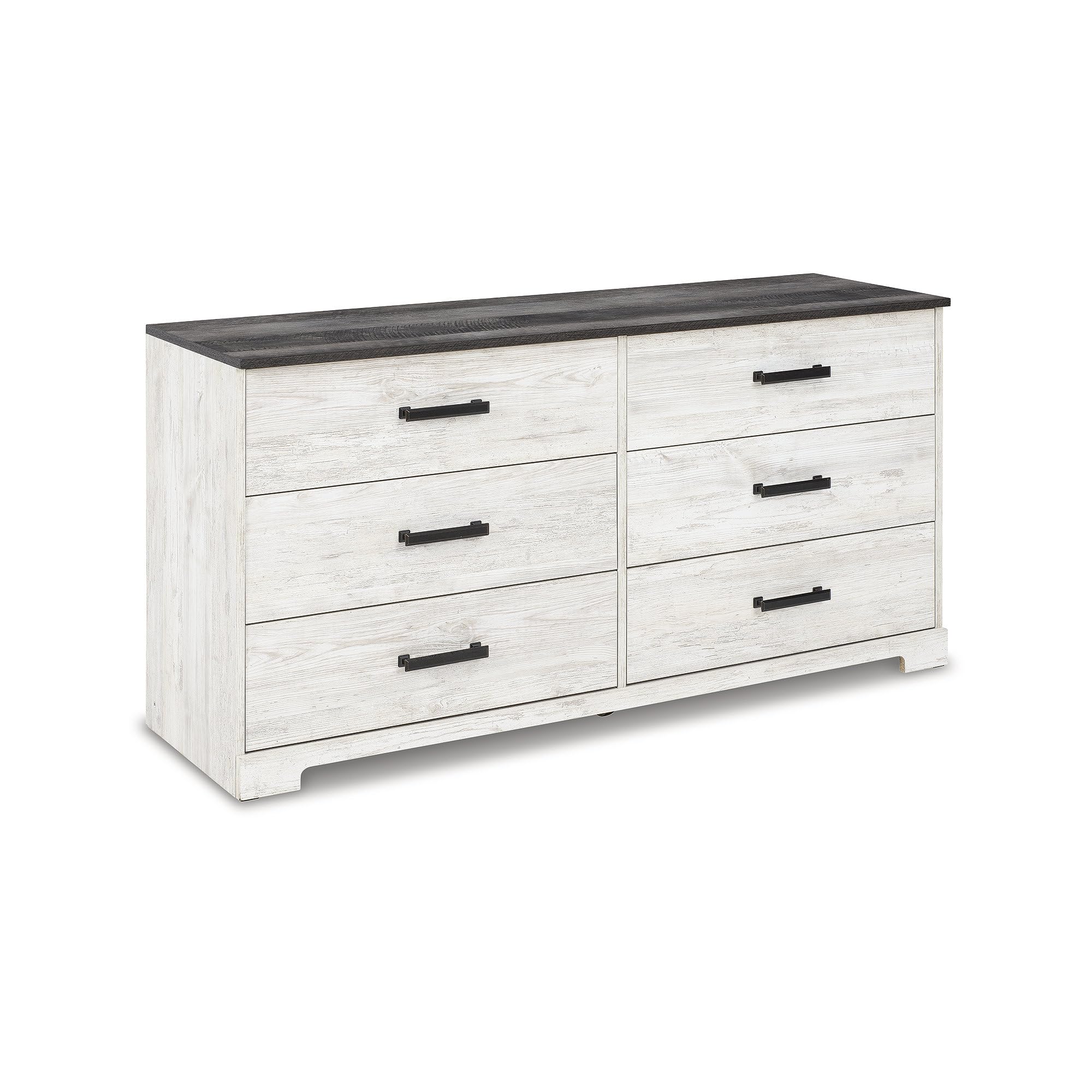 Signature Design by Ashley Shawburn Modern Farmhouse 6 Drawer Dresser, Two Tone White & Dark Gray