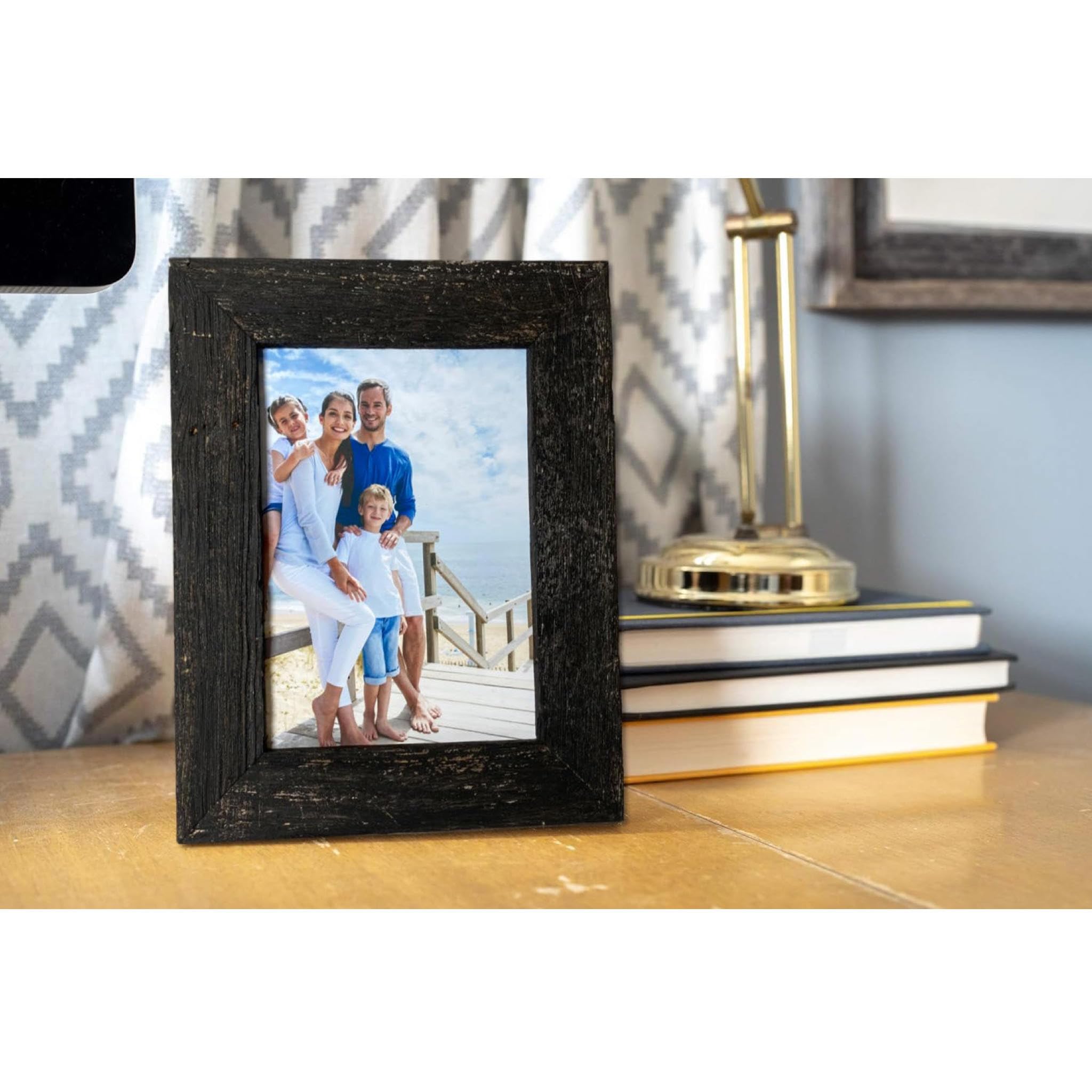Barnwoodusa | Farmhouse 8.5X11 Picture Frame | 1 1/2 Inch Molding | 100% Reclaimed Wood | Rustic | Smokey Black