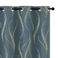 Yakamok Blackout Curtains 72 Inch Length Living Room Thermal Insulated Gold Wave Line Dots Pattern Curtains Room Darkening Gromm