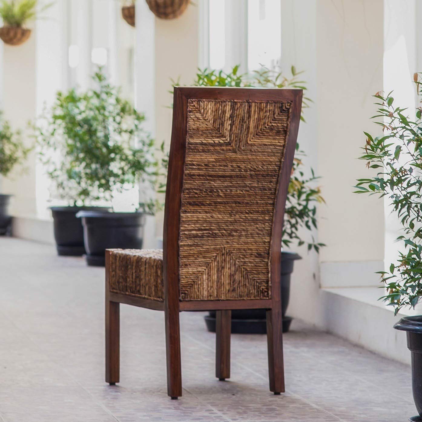 International Caravan Set Of Two Dallas Abaca Weave Dining Chair