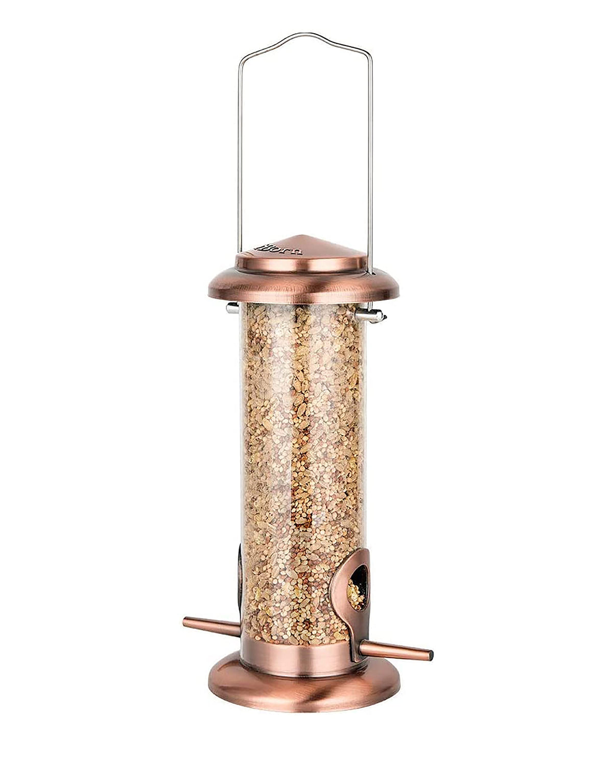 Iborn Metal Bird Feeder Hanging Wild Bird Feeders For Mix Seed Blends Heavy Duty All Metal Finishing, Copper Finish, 8 Inch 2 Po
