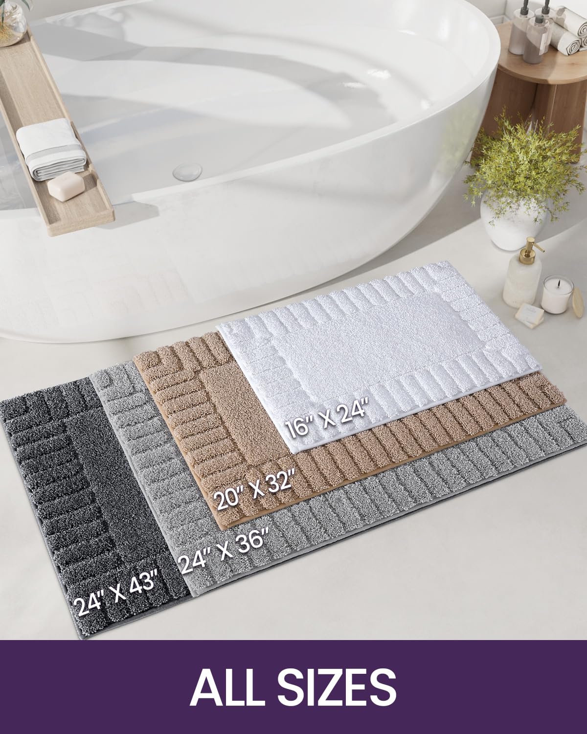 Dexi Bathroom Rugs 24''X36'', Non Slip Bath Mats For Bathroom Floor, Ultra Soft And Absorbent Bath Rug Shower Carpet, Machine Wa