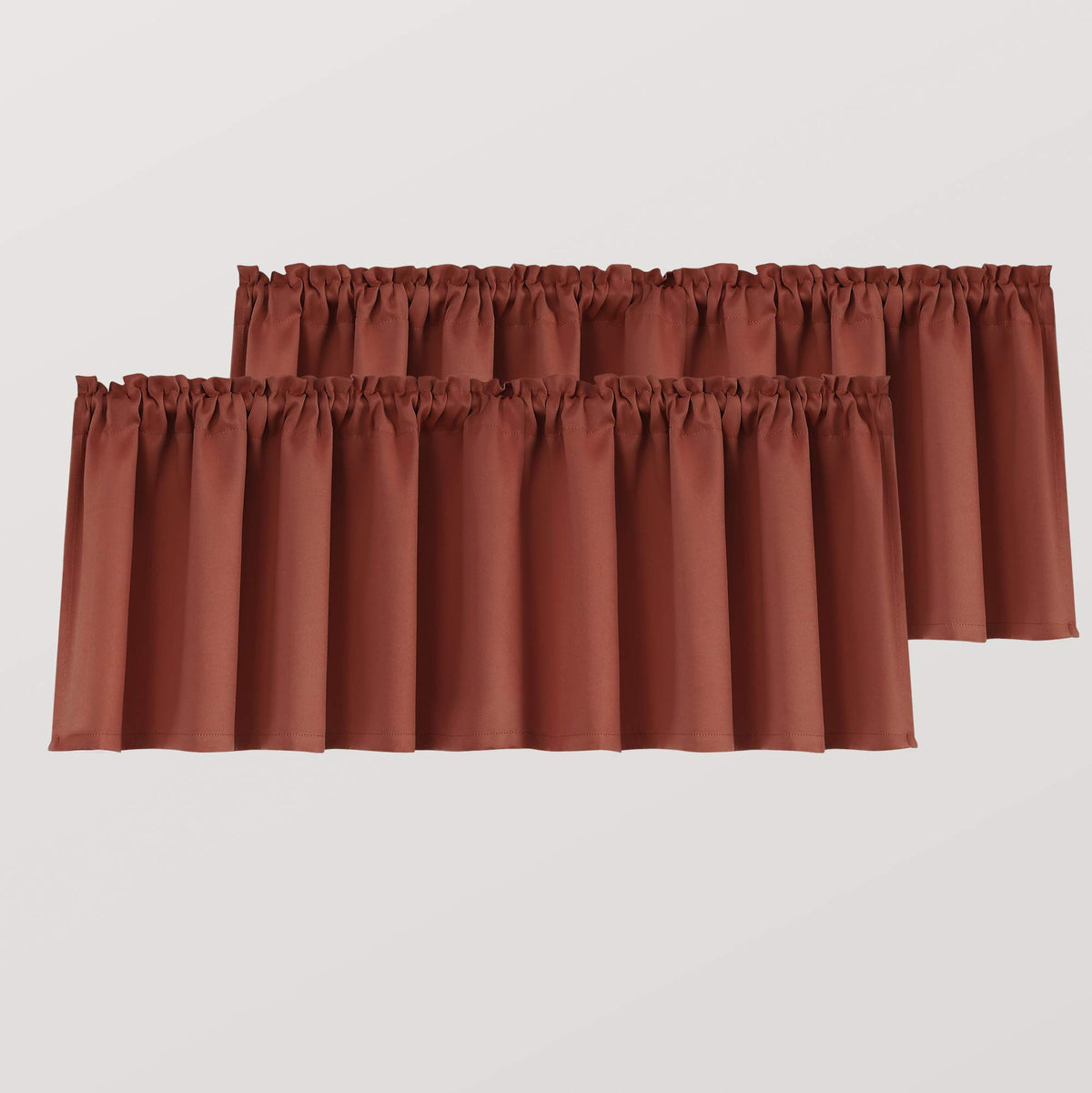 Terracotta Window Valances for Kitchen 2 Pack Rod Pocket Rustic Country Heat Blackout Light Blocking Thermal Insulated Burnt Ora