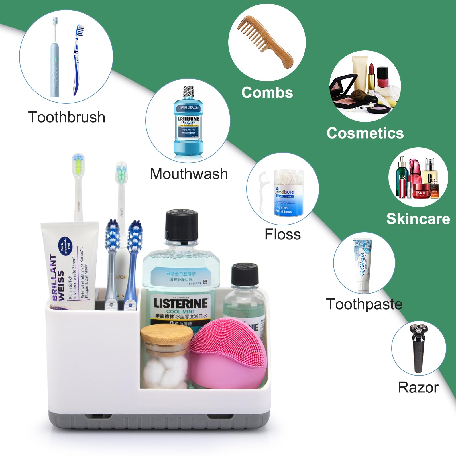 Parkmani Toothbrush Holders For Bathroom Countertop, Kids Electric Toothbrush And Toothpaste Holder, Bathroom Accessories Vanity