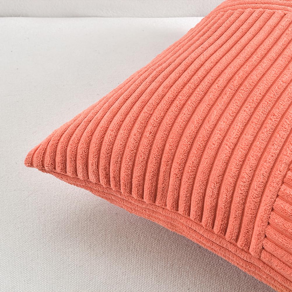 Fancy Homi Coral Lumbar Decorative Throw Pillow Covers 12X20 Inch For Living Room Couch, Rustic Farmhouse Boho Home Decor, Soft