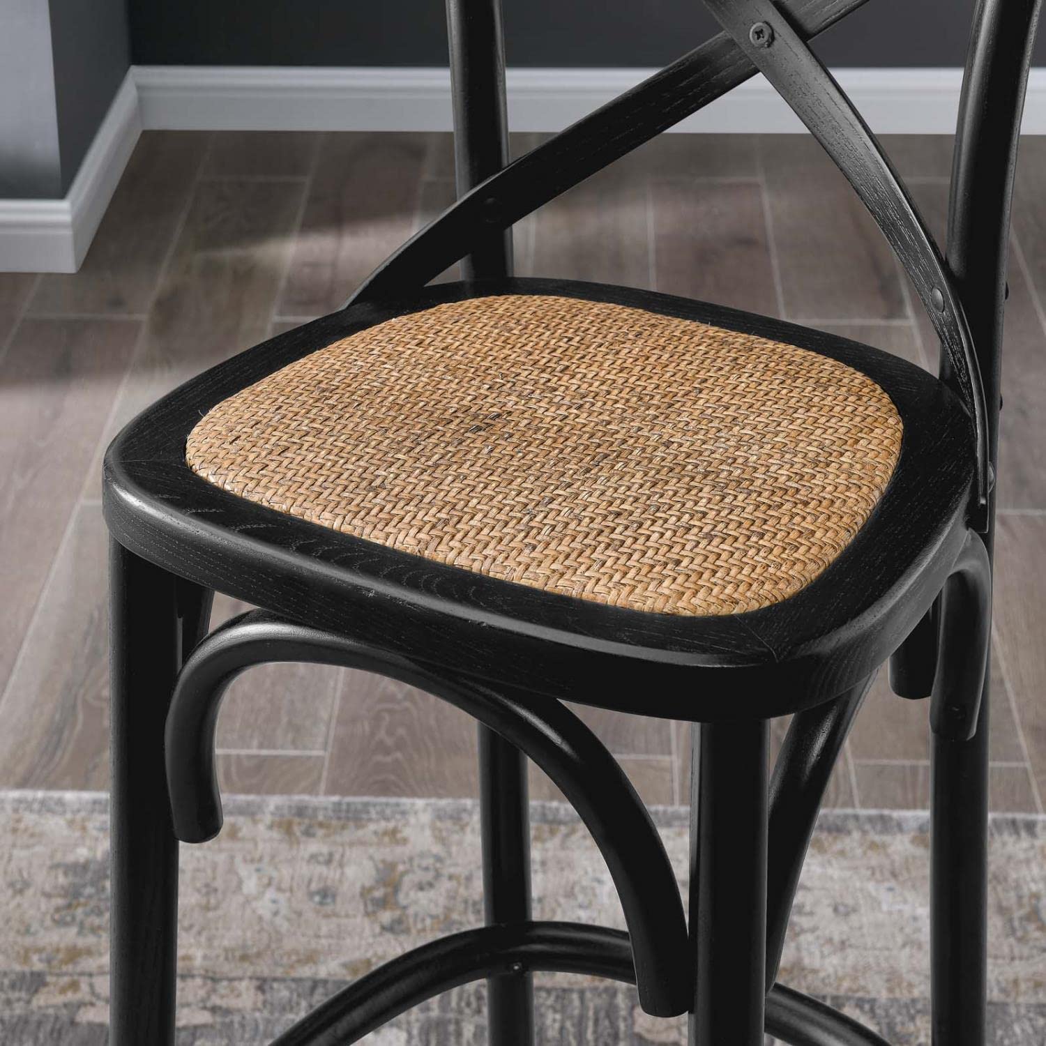 Modway Gear Bar Stool In Black, 19 X 17.5 X 43.5