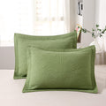 Winlife 100% Cotton Quilted Pillow Sham Floral Printed Pillow Cover (King, Olive Green)