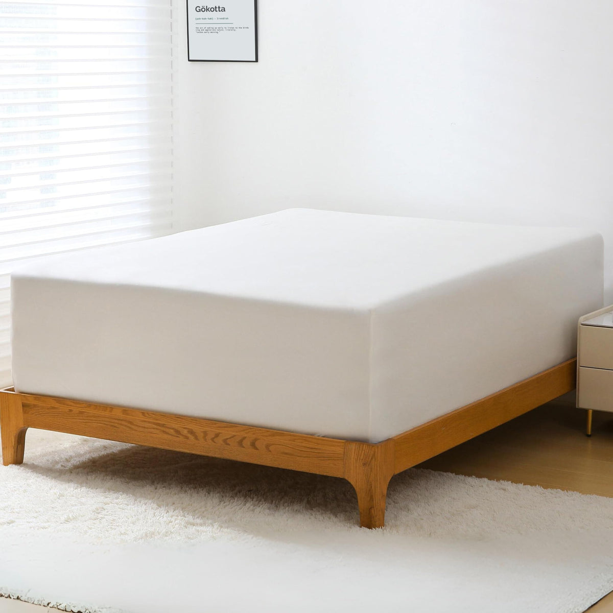 Gokotta King Size Fitted Sheet Only - 100% Rayon Derived From Bamboo, Fitted Sheet With 18-24 Inch Extra Deep Pocket, Super Soft