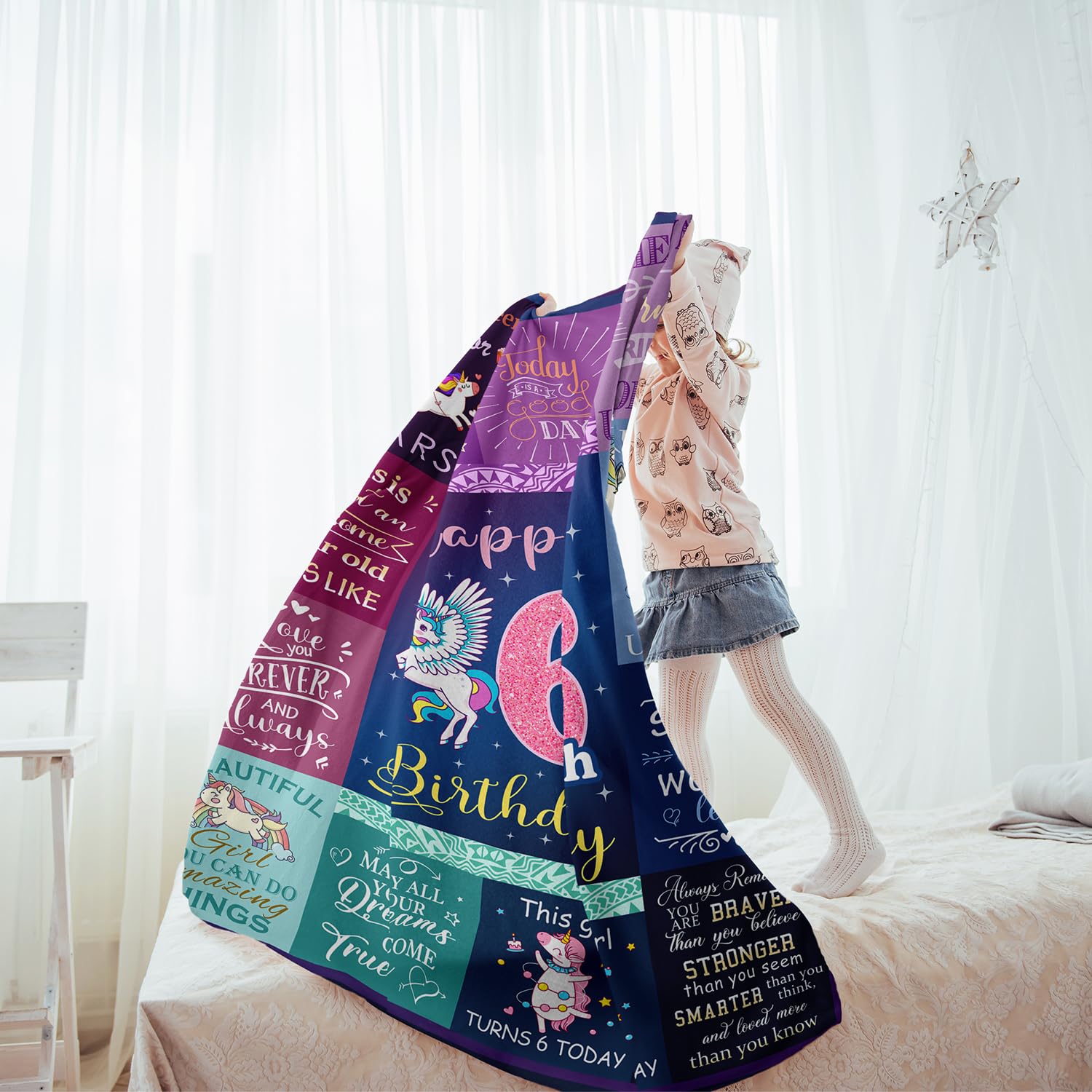 Solzien 6 Year Old Girl Birthday Gift Ideas Blanket 60''X50'', 6 Year Old Girl Gifts, Gifts For 6 Year Old Girl, Birthday Gifts