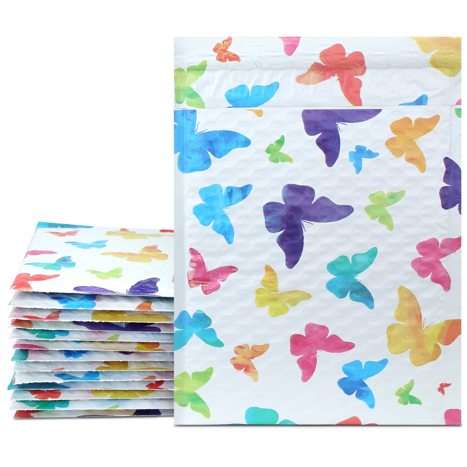 Ucgou Bubble Mailers 6X10 Inch Colorful Butterfly 25 Pack Poly Padded Envelopes Small Business Mailing Packages Self Seal Adhesi