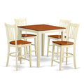 East West Furniture VNGR5-WHI-W 5 Piece Counter Height Dining Table Set Includes a Square Kitchen Table and 4 Dining Chairs, 36x36 Inch, Buttermilk & Cherry