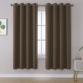 Dualife Brown Blackout Curtains Panels For Bedroom 63 Inches Long Coffee Color Curtains With Grommet Thermal Insulated Room Dark