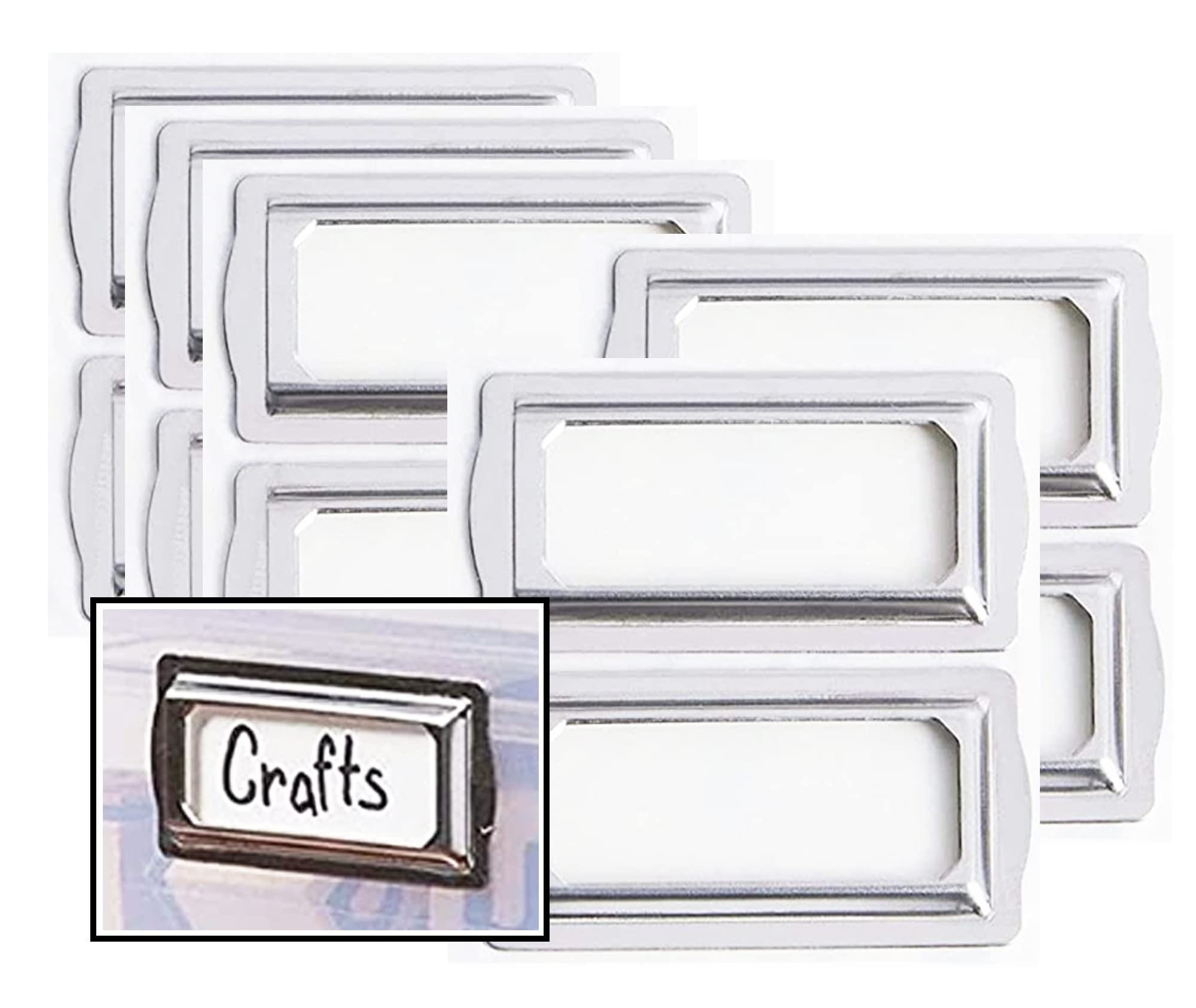 Self Adhesive Metal Bookplates For Books Cards 10Pcs Horizontal Clip Label Holders-Metal Drawer Tag Label Holder Silver Bookplat