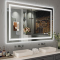ISTRIPMF 48x32 Inch LED Bathroom Mirror, Front Light and Backlit Anti-Fog Dimmable Memory Lighted Vanity Mirror, Shatterproof Wa
