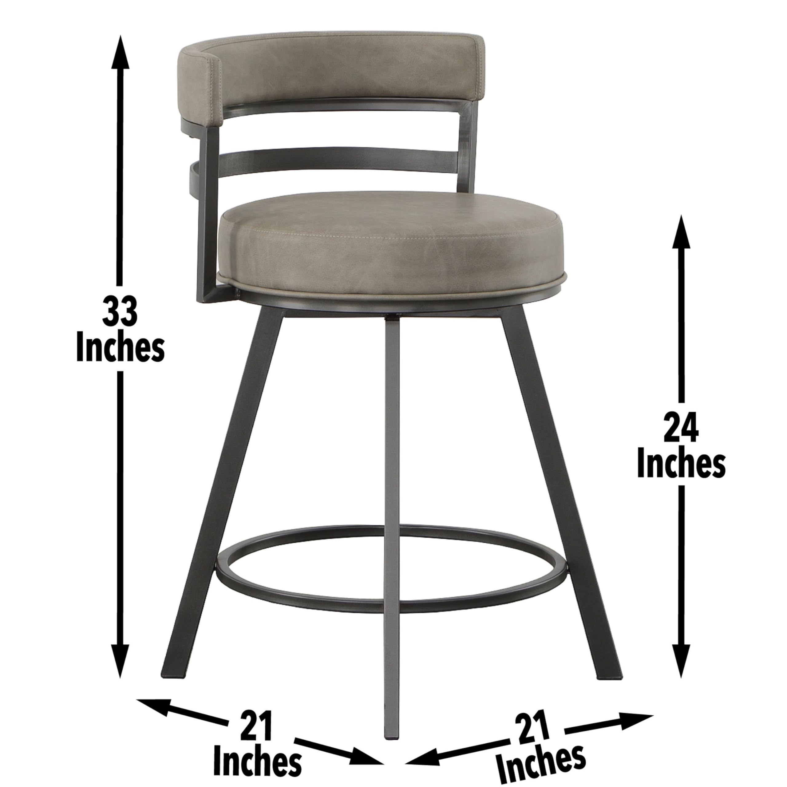 Steve Silver Furniture Gene Swivel 24-Inch Seat Height Counter Stool, 60-Degree Swivel, Modern/Mid-Century Design, Counter Table/Bar, Dining Room, 20.5&quot; D x 20.5&quot; W x 32.5&quot; H, Gray