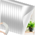 Queekay 10 Pcs Home Gym Mirrors 12 x 24 Acrylic Wall Mirror Tiles 2mm Thick Self Adhesive Mirror Sheets Frameless Wall Mounted M