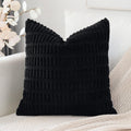 Otostar Corduroy Decorative Throw Pillow Covers 24X24 Inch Super Soft Boho Striped Square Pillow Covers Case Modern Cushion Covers For Sofa Couch Bedroom Car Decor Black