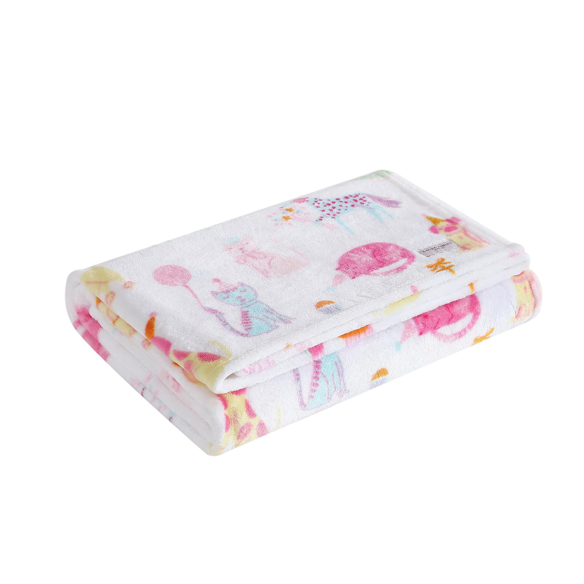 Laura Ashley Kids - Throw Blanket, Super Soft Plush Kids Bedding, Fun & Whimsical Bedroom Decor (Party Animals Pink, 50' X 60'