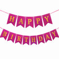 My Party Suppliers Happy Birthday Paper Banner Decoration Kit, Reusable Glitter Pink & Gold Birthday Banner for Home Party Decor