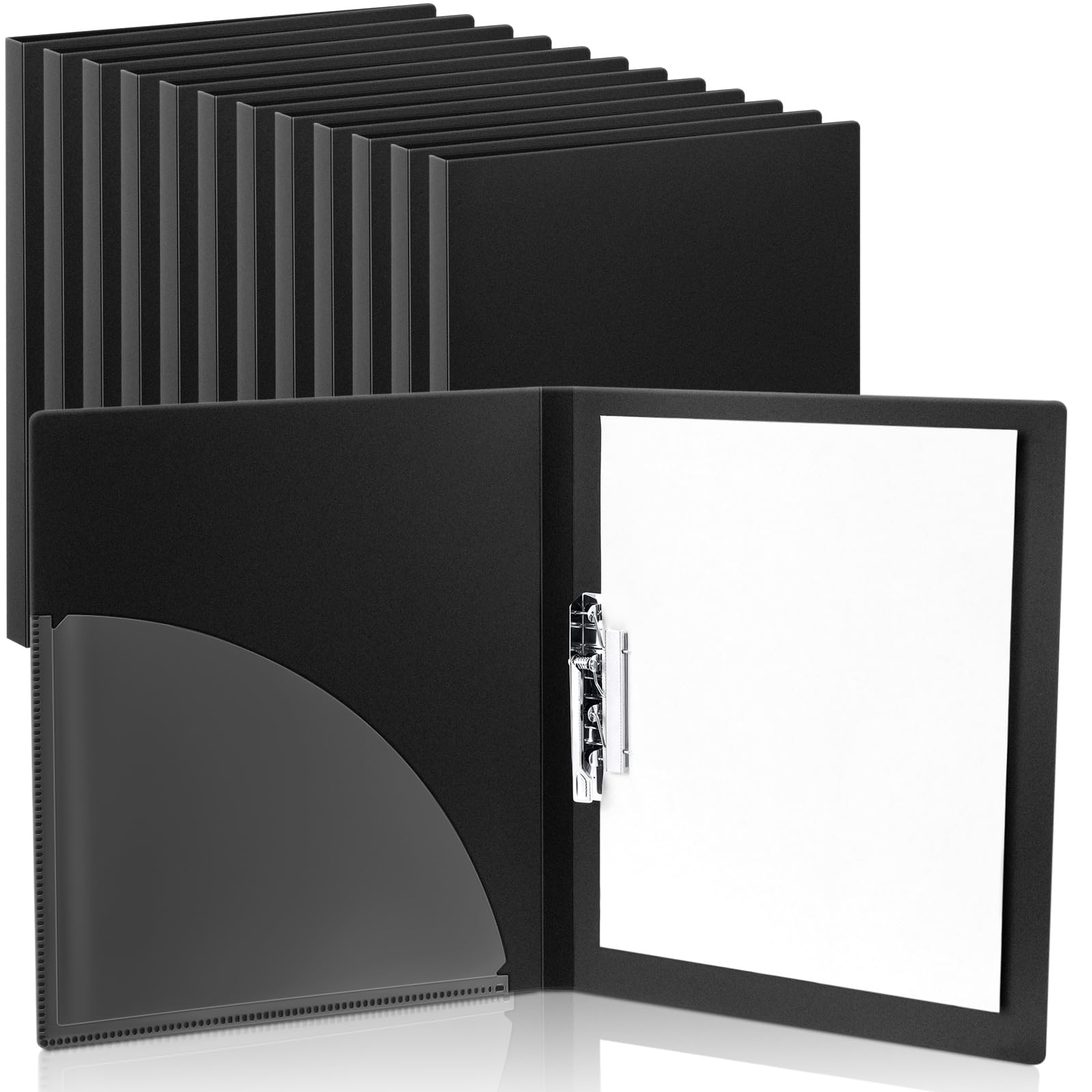 Teling 12 Pack Punchless Clamp Binder Folder 8.5X 11 Inch Binder With Metal Clip And Poly Covers, Ringless Binder Holds With Poc