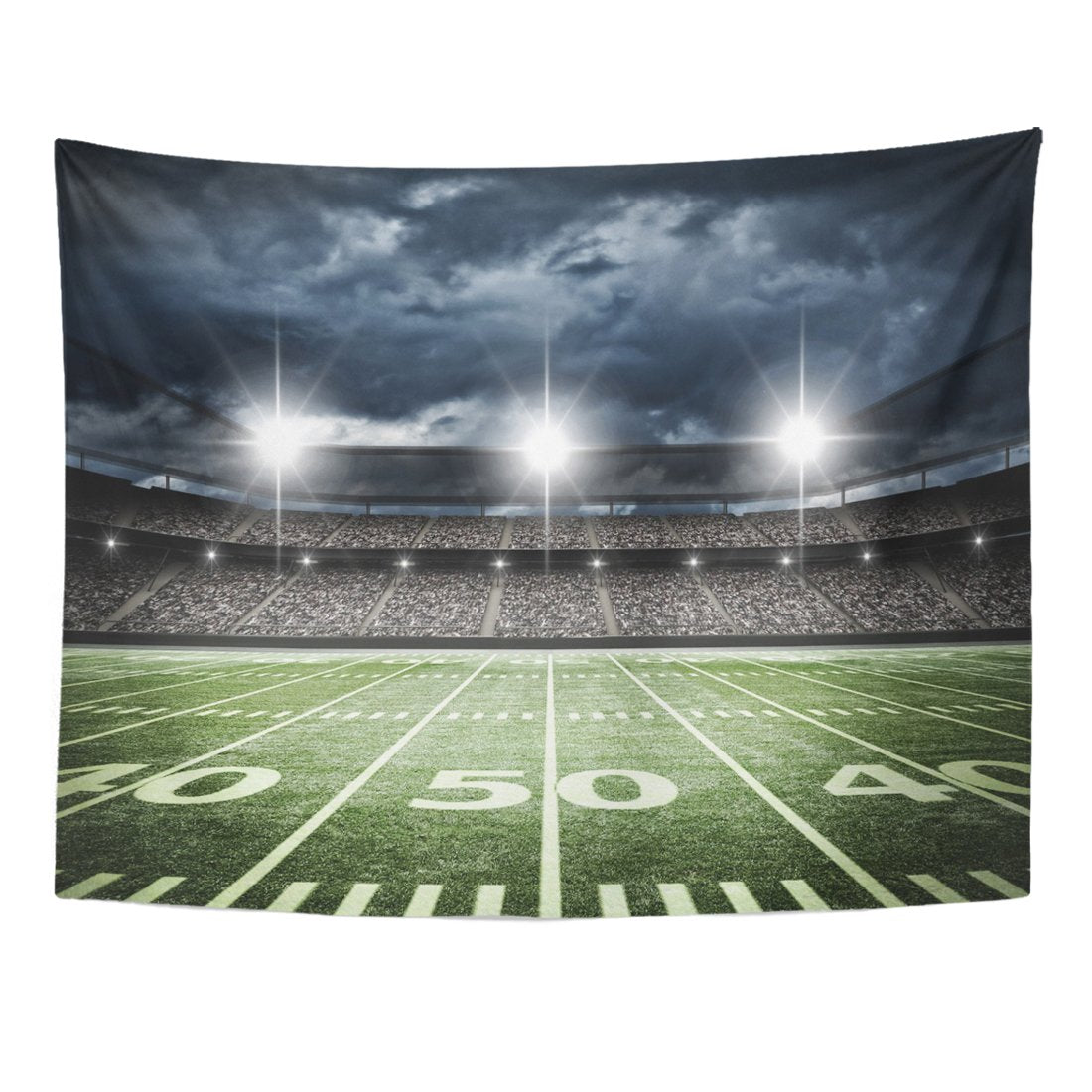 Emvency Tapestry Stadium Football Satdium Field Light Night Soccer Turf Home Decor Wall Hanging for Living Room Bedroom Dorm 60x