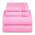 Hearth & Harbor Rv Short Queen Size Sheets - 4 Piece Bed Sheet Set, Hotel Luxury Double Brushed Bed Sheets - Extra Soft Bedding Sheets & Pillowcases, Short Queen, Light Pink