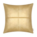 Brawarm Faux Leather Throw Pillow Covers 16 X 16 Inches, Gold Leather Pillow Cover, Hand Stitched Leather Decorative Pillow Cove