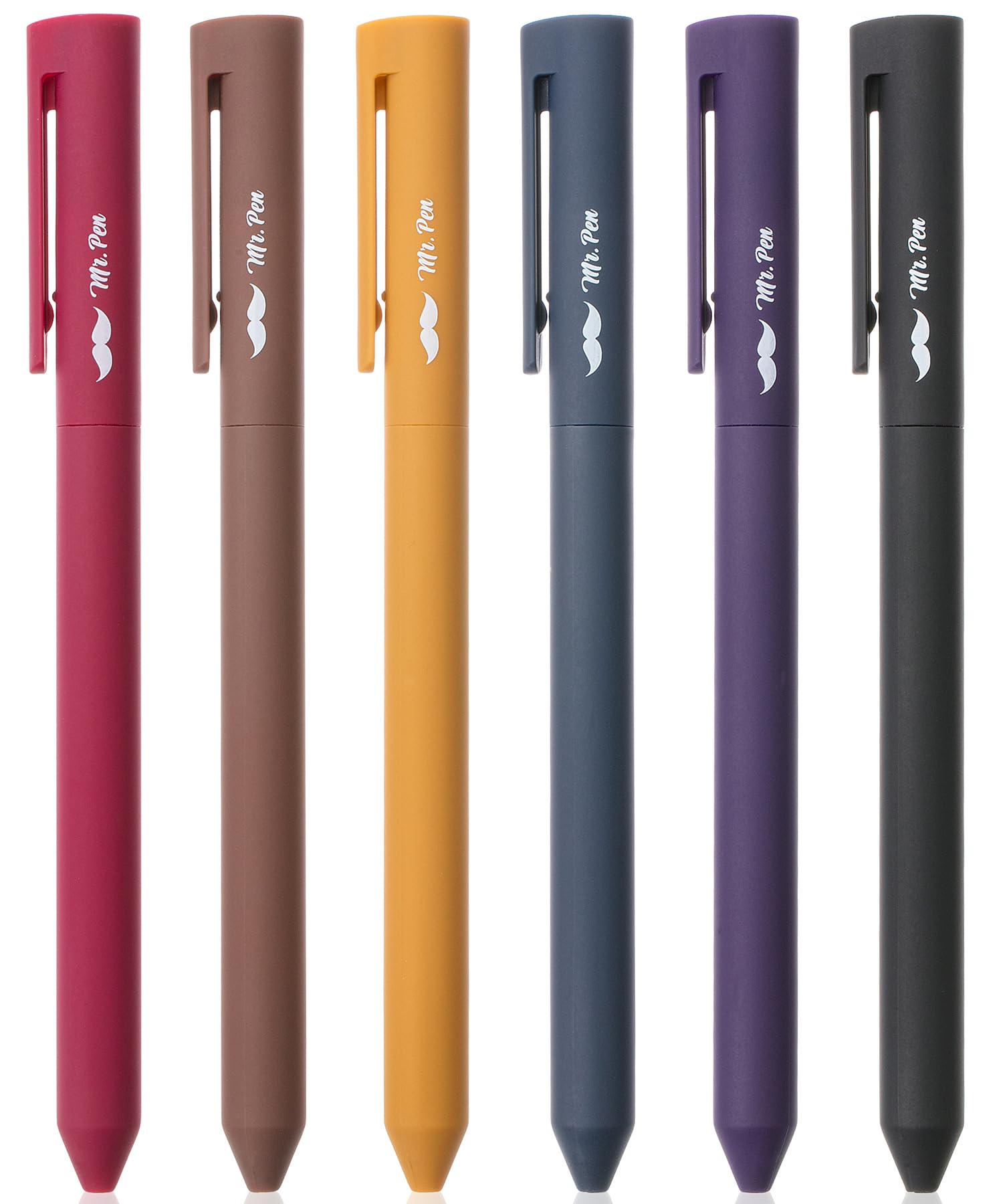 Mr. Pen Retractable Gel Pens, 6 Pack Vintage Colors, Fine Point Pens For Smooth Writing