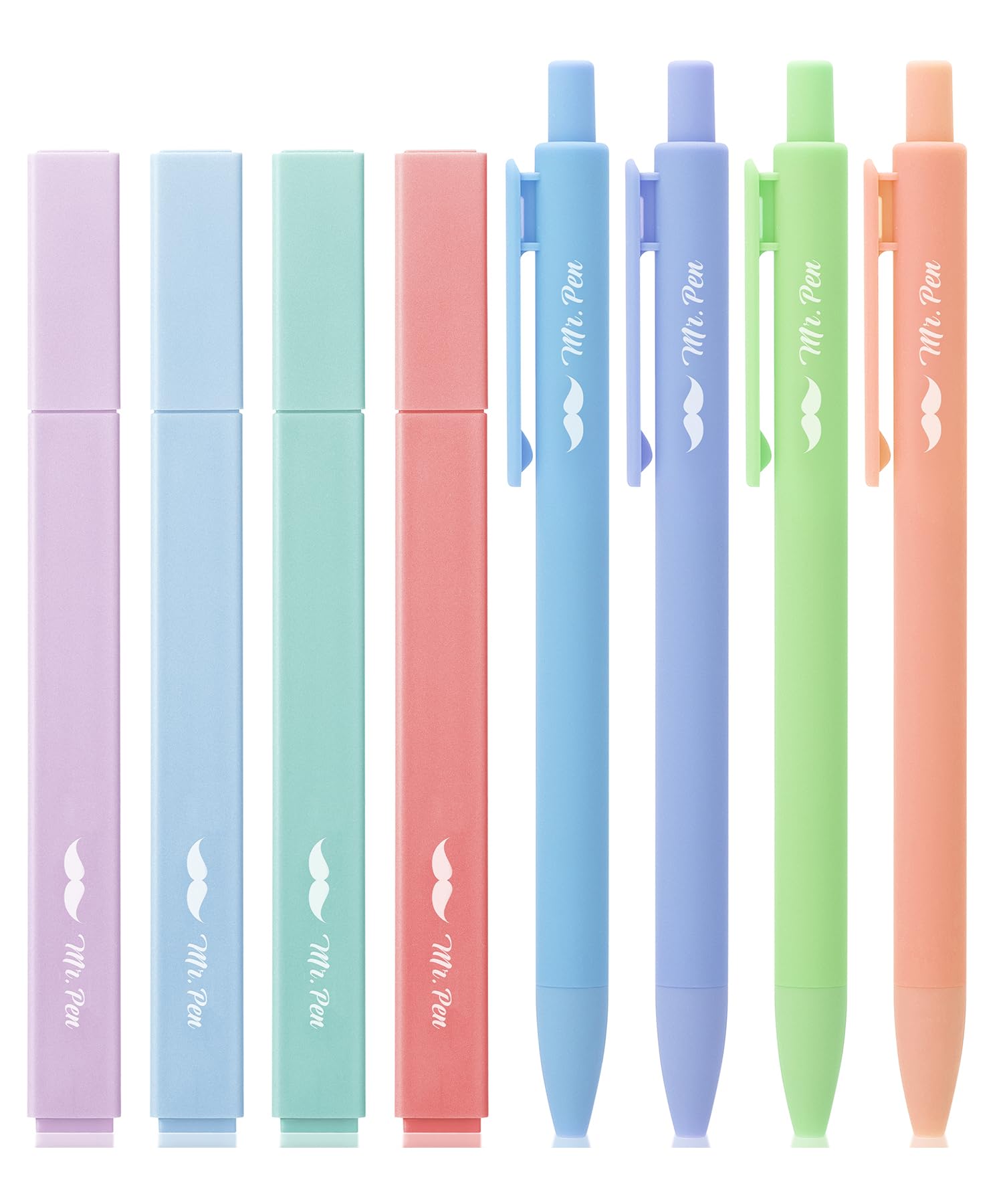 Mr. Pen- Aesthetic Highlighters And Gel Pens, 8 Pack, Assorted Color Highlighters, Colorful Ink Gel Pens, Highlighter Pens, Cute