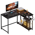 Pamray 43 Inch L Shaped Computer Desk with Reversible Side Storage Shelves, Small Corner Desk for Small Space Home Office,Writin