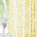 Treatmentex White and Yellow Leaf Curtains for Living Room 72  Length Print Semi-Sheer Curtains for Kitchen Windows, Mustard Yel