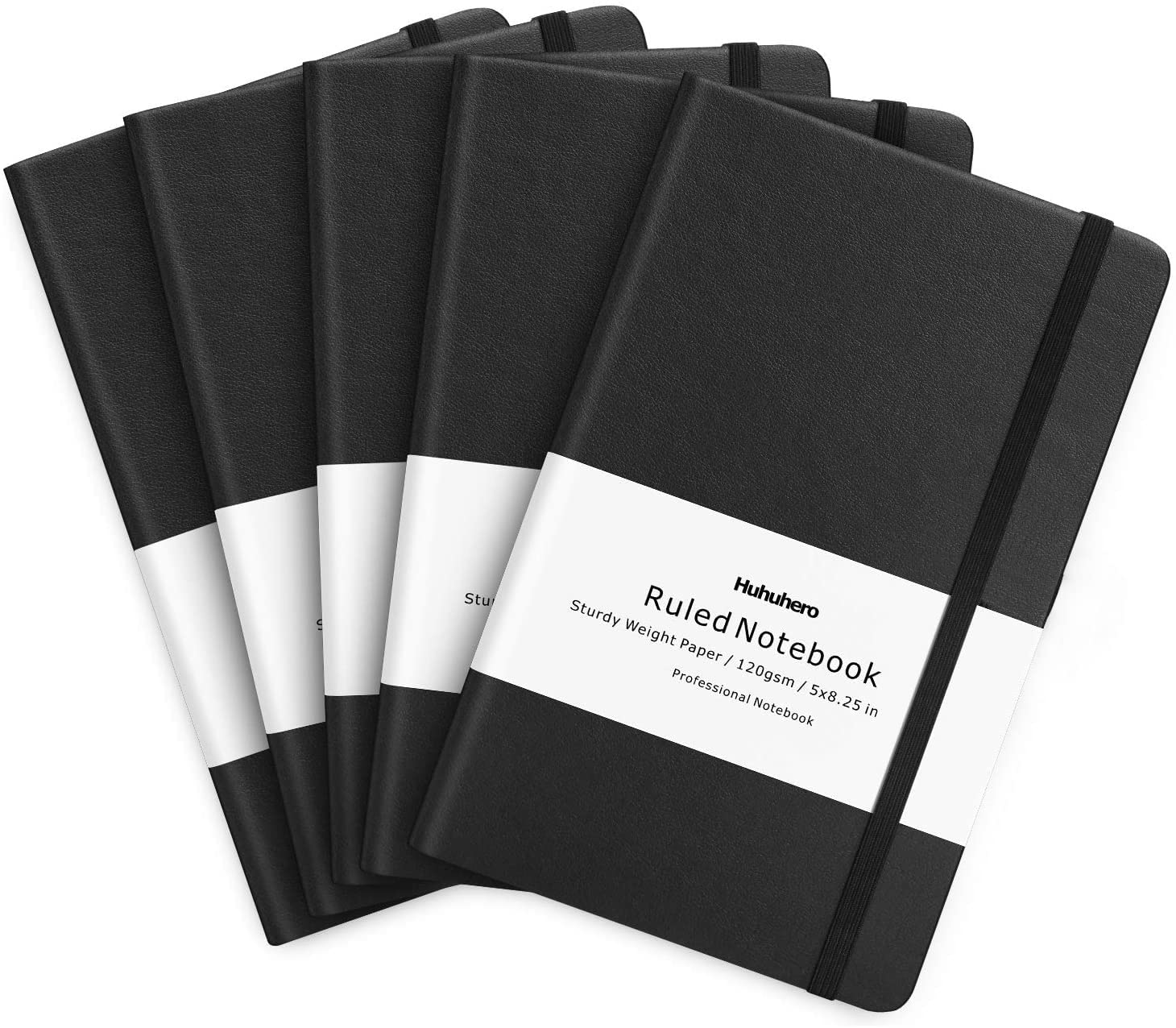 Huhuhero Lined Notebook Journal, 120Gsm Thick Paper Journals For Writing, 5 Pack Hardcover Leather Notebooks For Men Women, Dail
