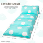 Butterfly Craze Floor Pillow Case, Mattress Bed Lounger Cover, Polka Aqua, Queen Size - Cozy Seating Solution For Kids & Adults,