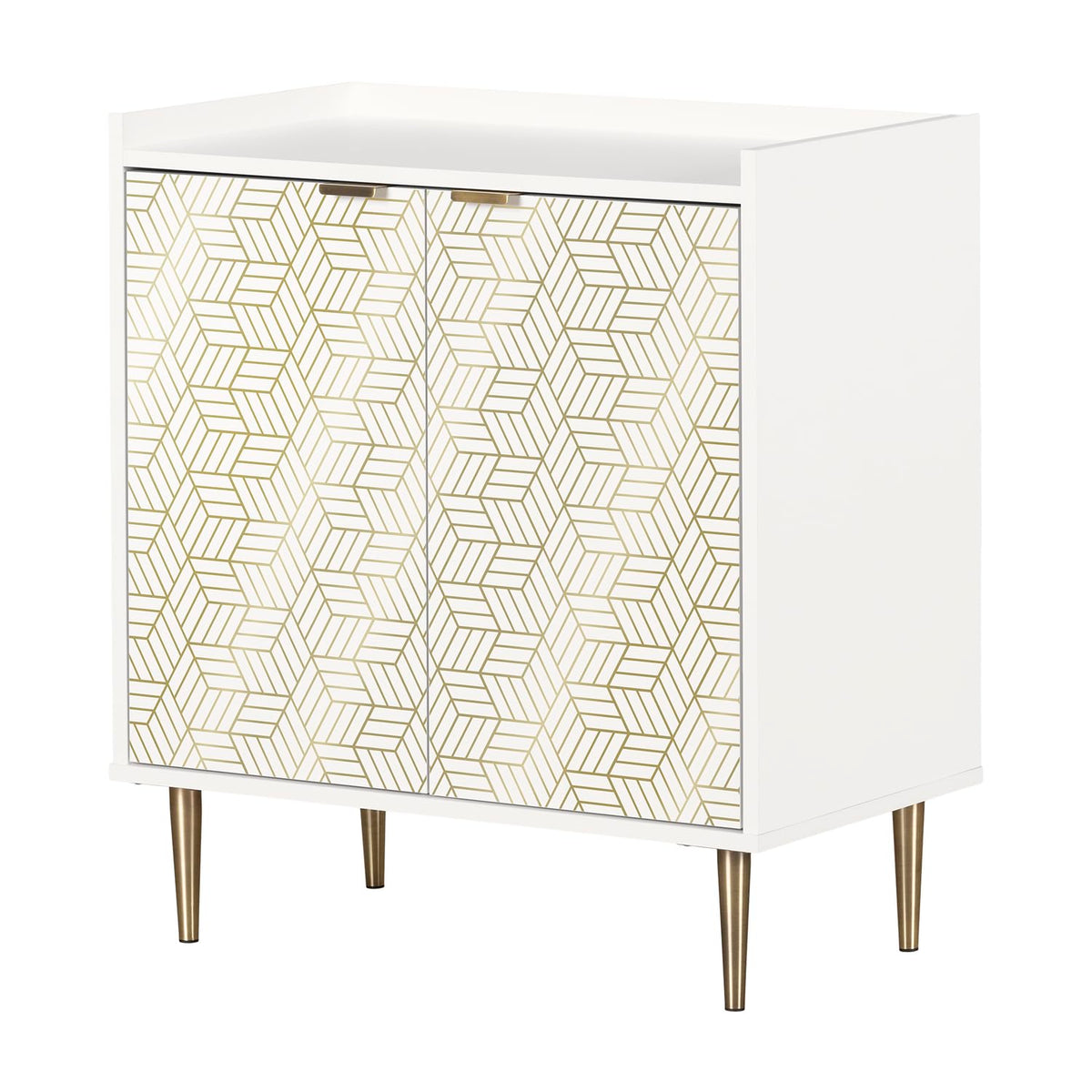 South Shore Hype 2-Door Storage Cabinet, White And Gold