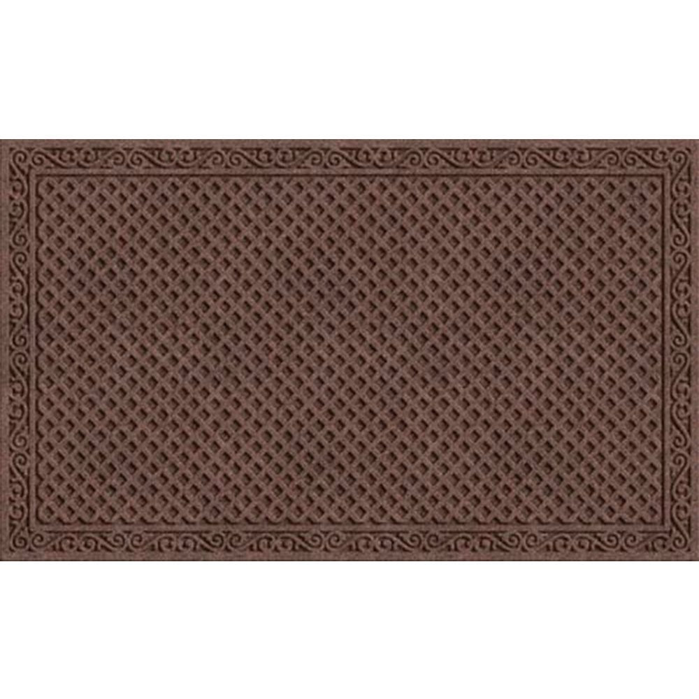 Apache Mills Textures Iron Lattice 18' X 30' Non Slip Weather And Stain Resistant Entrance Door Mat, Walnut