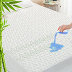 Grt Waterproof Rayon Bamboo Mattress Protector King Size - 3D Air Fiber Mattress Protector Cover, Cooling Mattress Pad Breathabl