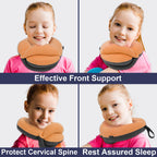 Buyue Kids Travel Pillows For Airplane, 360° Head Support Sleeping Essentials For Boys Long Flight, Skin-Friendly Soft Neck Pillow For Traveling In Car Seat, (Small, Orange Grey, 40-100 Lbs)