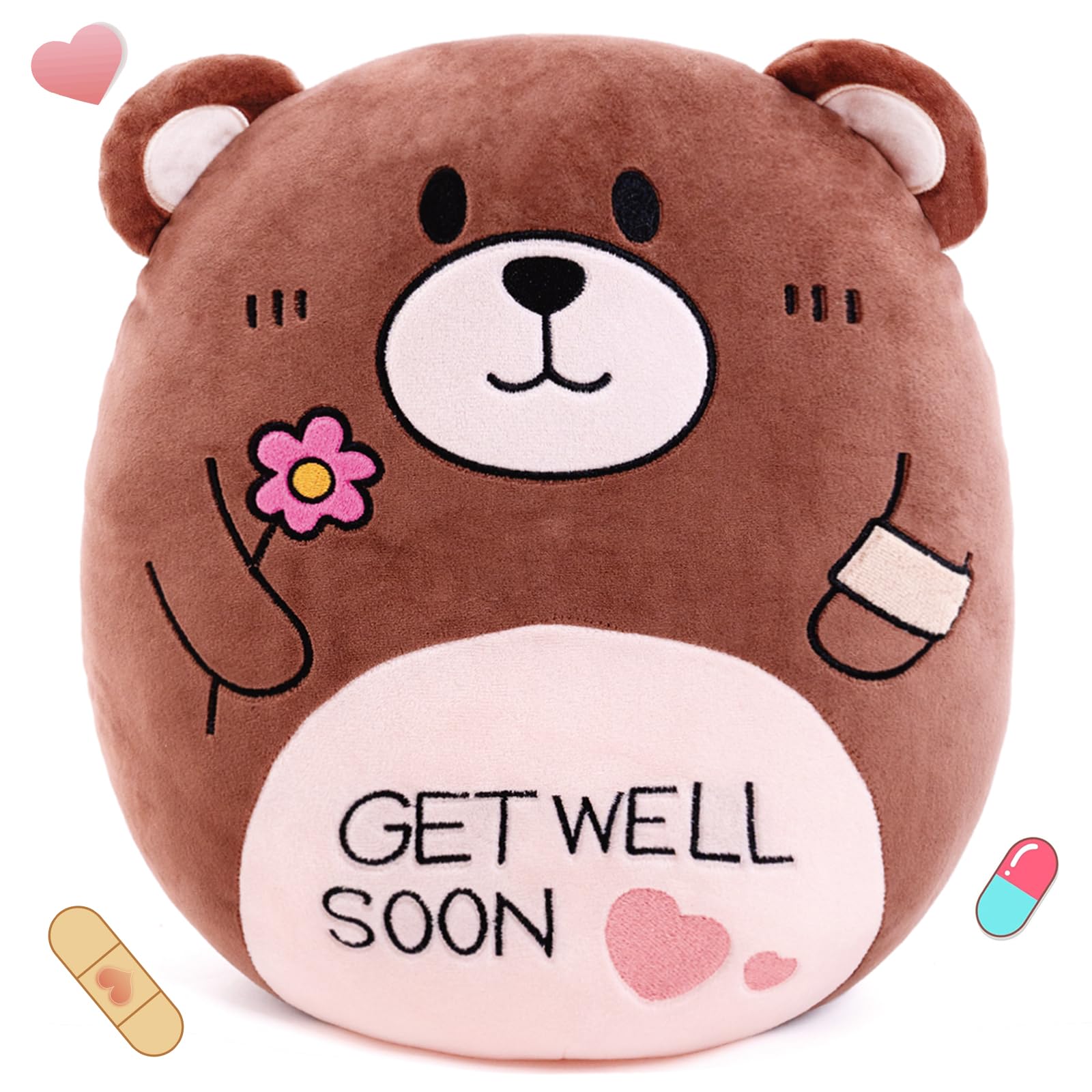 Amytoo 14.5 Get Well Soon Teddy Bear Plush Pillow Soft Teddy Bear Stuffed Animal Body Pillow Gifts For Kids Girls And Boys After