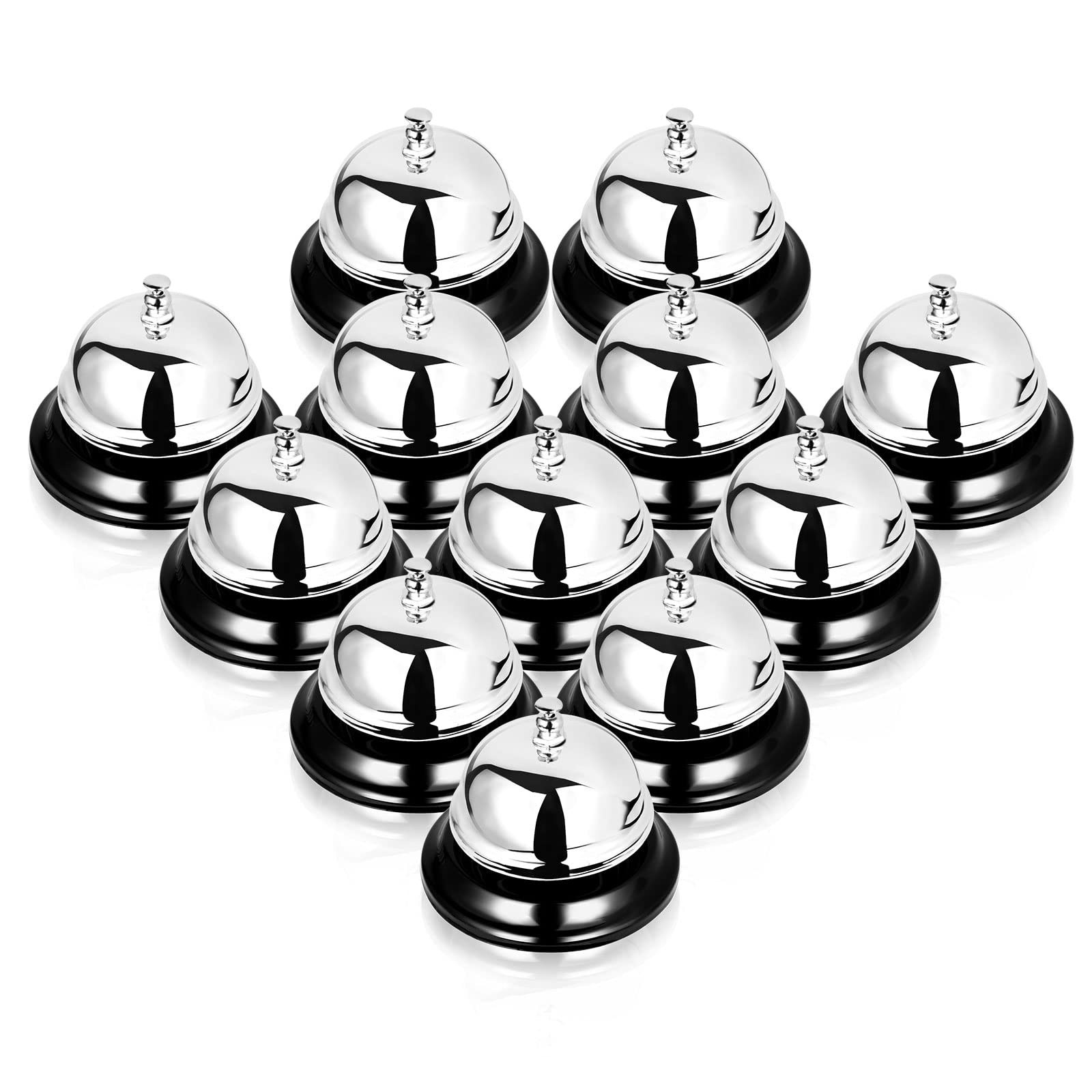 Fviexe 12Pcs Call Bell Service Bell For Desk, 3.35 Inch Diameter, Call Bells With Metal Anti-Rust Construction, Front Desk Bell