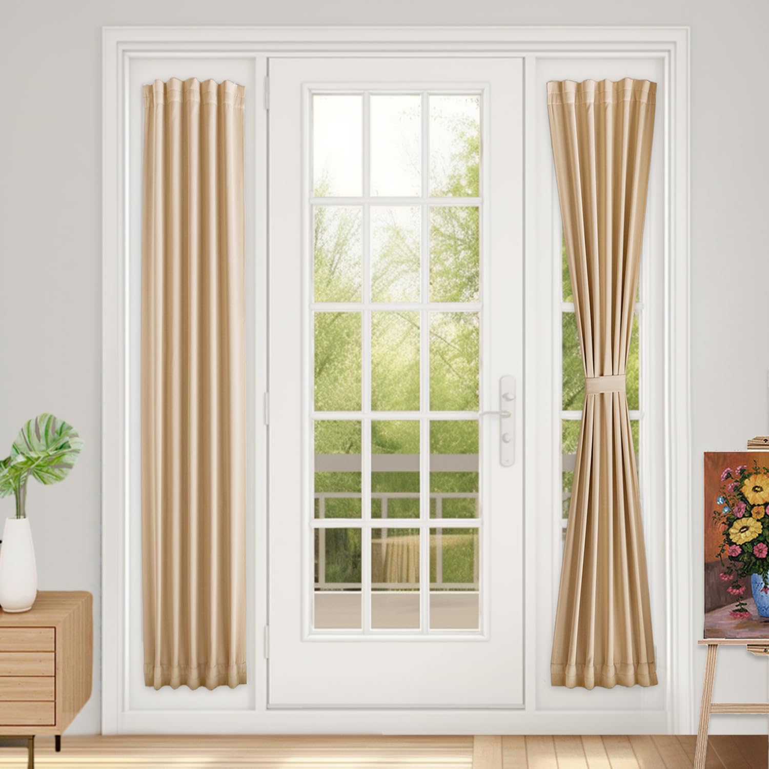 Vatge French Door Window Curtain for Privacy Protection, Curtains for Glass Door Sidelights, 1 Panel, W12 x L72, Beige