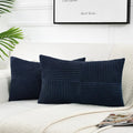 Fancy Homi 2 Packs Navy Blue Lumbar Decorative Throw Pillow Covers 12X20 Inch For Living Room Couch, Rustic Farmhouse Boho Home