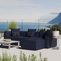 Modway Eei-4380-Nav Saybrook Patio Upholstered 4-Piece Sectional Sofa In Navy, 64 X 103.5 X 25.5