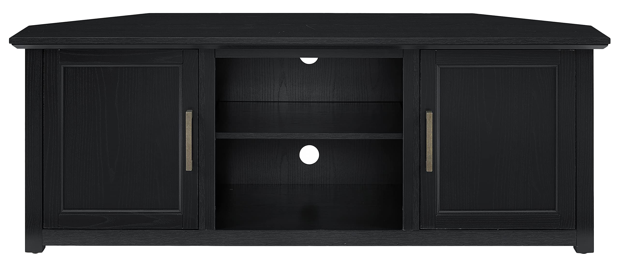Crosley Furniture Camden Corner TV Stand for 65+ inch TVs, Entertainment Center with Storage Shelves, Black