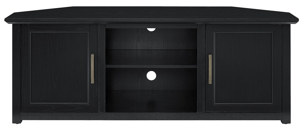 Crosley Furniture Camden Corner TV Stand for 65+ inch TVs, Entertainment Center with Storage Shelves, Black