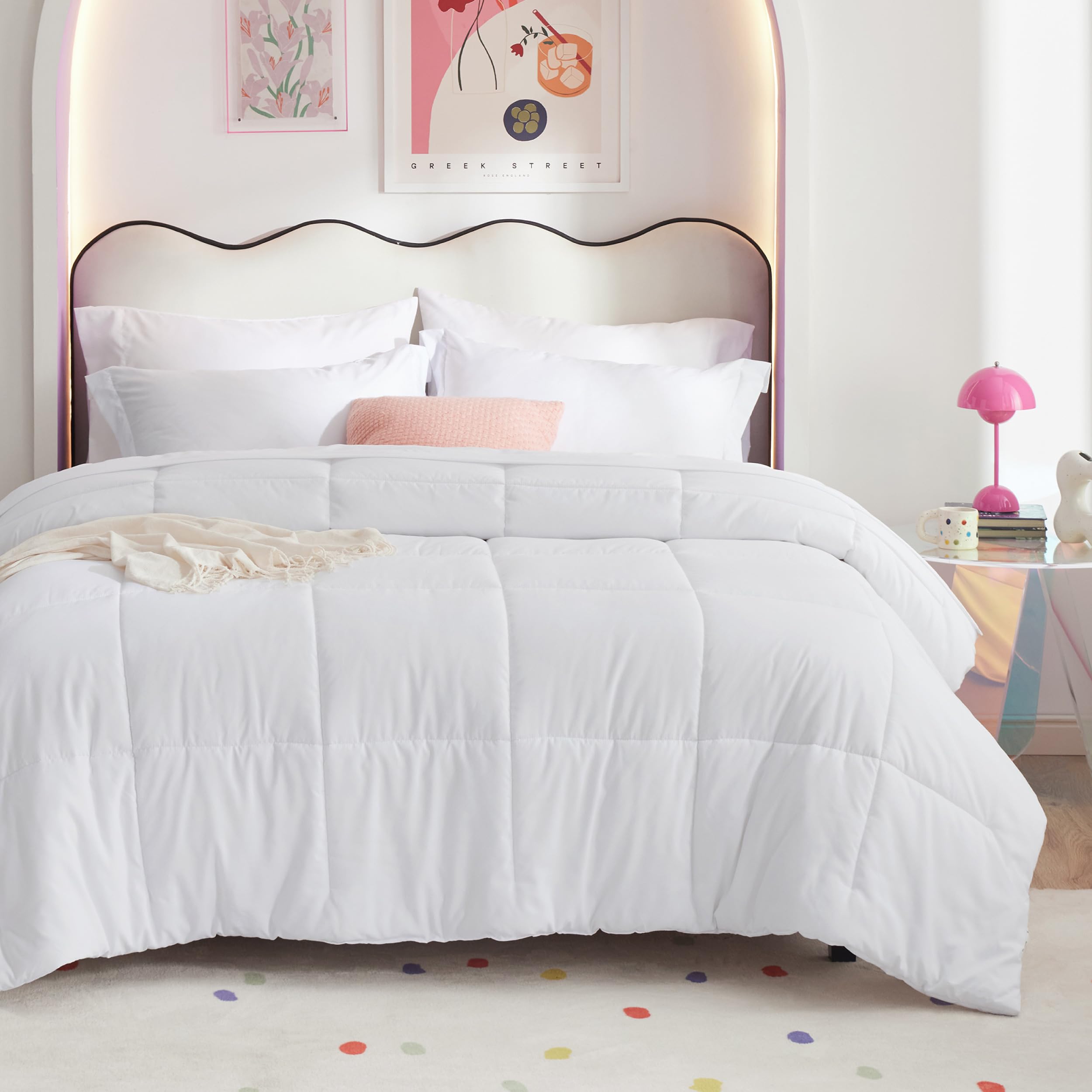 Bedsure White King Size Comforter Set - 7 Pieces Solid King Bed In A Bag, King Bed Set White With Comforters, Sheets, Pillowcases & Shams