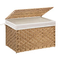 MOORLITER Large Wicker Storage Basket with Lid, 52.8 Gallon (200L), Natural