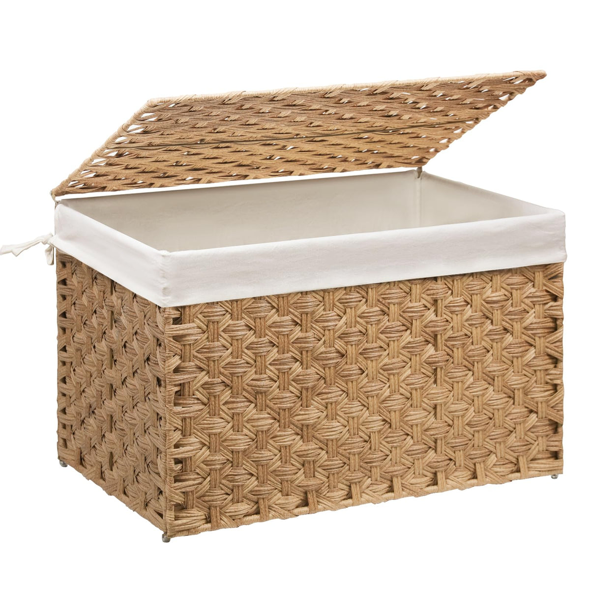 MOORLITER Large Wicker Storage Basket with Lid, 52.8 Gallon (200L), Natural