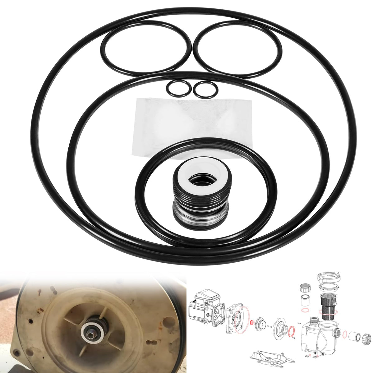 Yourour Pool Pump Gasket Seal O-Ring Rebuild Kit For Pentair Superflo Supermax Kit 78