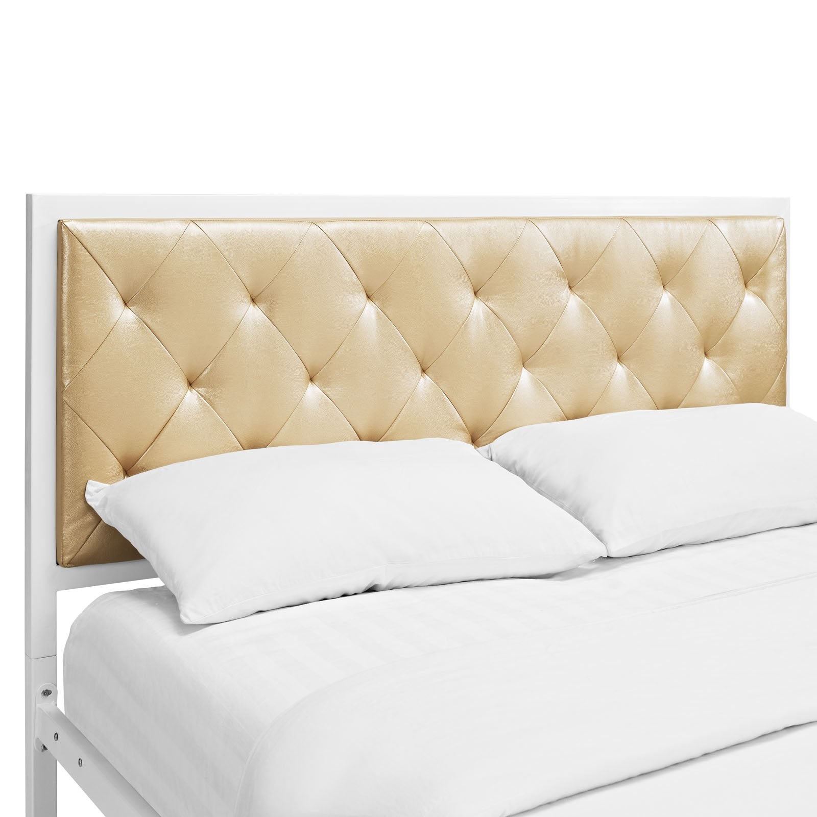 Modway Mia Queen Vinyl Bed in White Champagne